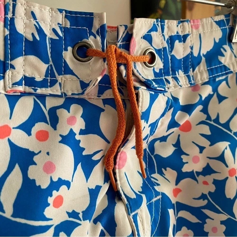 Crewcuts Blue White Pink Floral Print Swim Trunks Shorts 6